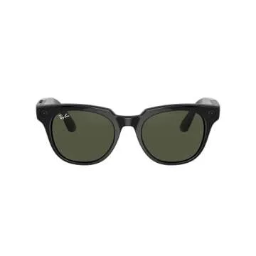 Ray-Ban Stories | Meteor Square Smart Glasses, Shiny Black/Green, 51 mm