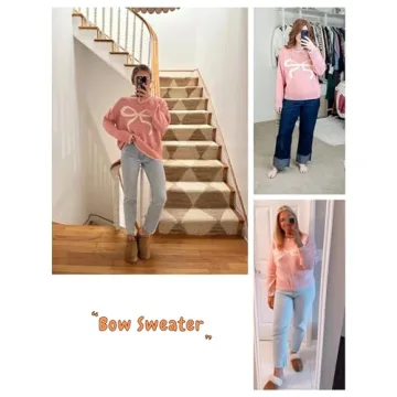 Chic Women's Bow Knit Sweater - Stylish & Cozy