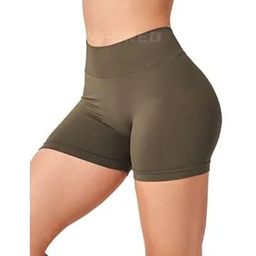YEOREO Workout Scrunch Shorts Women V Back Gym Butt Lifting Liz High Waisted Seamless Shorts Coffee S