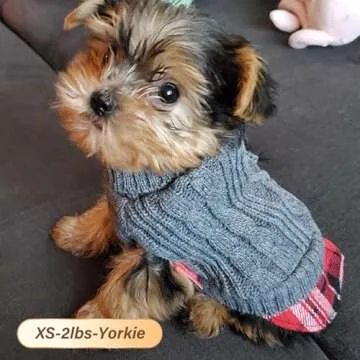 KYEESE Dogs Sweater with Gingham Doggie Pullover Small Dog Sweater Knitwear Knit Dog Sweaters for Small Dogs Male Warm Dog Coats Dog Clothes for Fall Winter