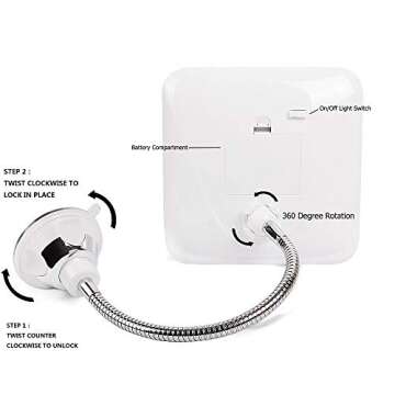 SunplusTrade Makeup Mirror with LED Lights and Magnification, Portable Cordless Design Suction Cup Mirror for Home and Travel with Flexible Gooseneck to Adjust to Any Position Easily