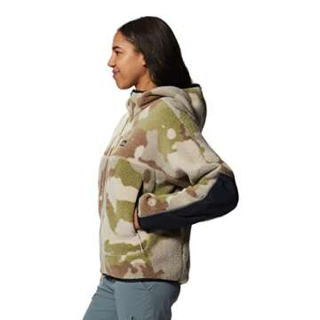 Mountain Hardwear Women's HiCamp Fleece Full Zip Hoody, Wild Oyster Pines Camo, X-Small