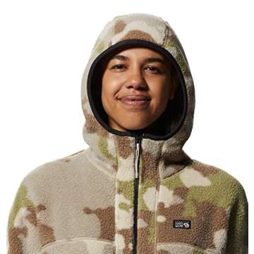 Mountain Hardwear Women's HiCamp Fleece Full Zip Hoody, Wild Oyster Pines Camo, X-Small