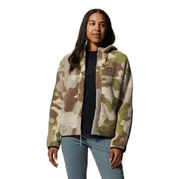 Mountain Hardwear Women's HiCamp Fleece Full Zip Hoody, Wild Oyster Pines Camo, X-Small