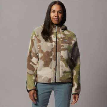 Mountain Hardwear Women's HiCamp Fleece Full Zip Hoody, Wild Oyster Pines Camo, X-Small