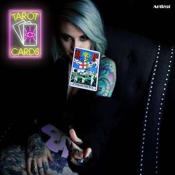 Artlast Tarot Cards Neon Sign, Pink LED Light for Room Wall Decor, Dimmable Switch, Acrylic Material, 10.24x14.88 inches, Indoor Neon Signage