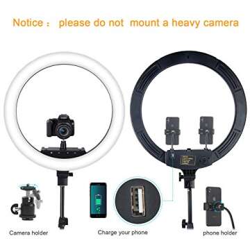 Ring Light, Ring Light with Stand, 18 Inch 3 Color Mode 3200k-6000k Color Temperature Dimmable 60W 400 LED Beads with Remote Controlled for Photography Phone Camera YouTube Vlog Makeup Studio Video