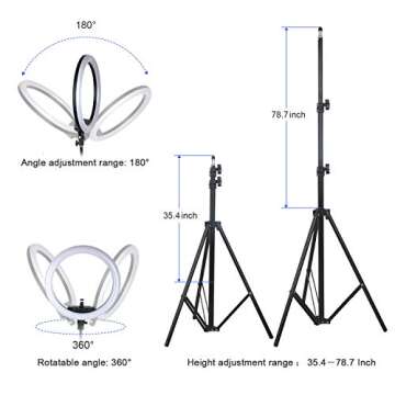 Ring Light, Ring Light with Stand, 18 Inch 3 Color Mode 3200k-6000k Color Temperature Dimmable 60W 400 LED Beads with Remote Controlled for Photography Phone Camera YouTube Vlog Makeup Studio Video