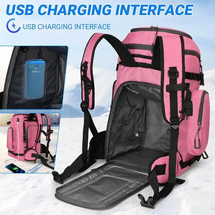 Durable Ski Boot Bag - Waterproof Travel Backpack 60L