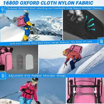 Durable Ski Boot Bag - Waterproof Travel Backpack 60L