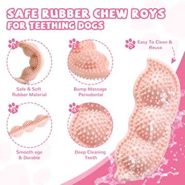 ABRRLO Puppy Toys,6 Pack Puppy Chew Toys for Teething Small Breed,Cute Pink Small Dog Chew Toys,Soft Rubber Durable Dog Teething Toys,Puppy Teething Toys for Small Puppies, Dog Toys Set