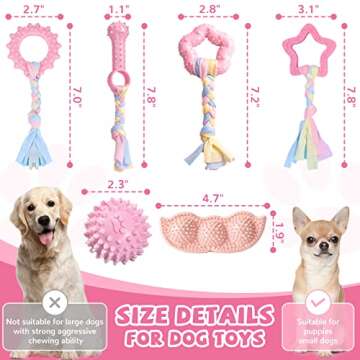 ABRRLO Puppy Toys,6 Pack Puppy Chew Toys for Teething Small Breed,Cute Pink Small Dog Chew Toys,Soft Rubber Durable Dog Teething Toys,Puppy Teething Toys for Small Puppies, Dog Toys Set