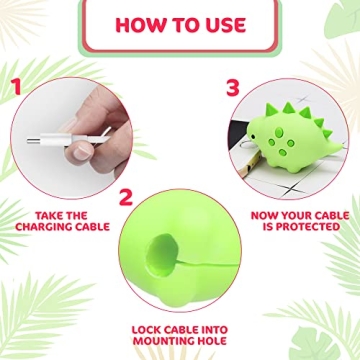 Cute Dinosaur Charging Cable Protectors - Set of 3