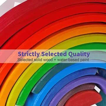 SHIERDU Wooden Rainbow Stacking Toy, 12-Piece Wooden Building Block Set, Wooden Building Block Nesting Puzzle, Early Childhood Matching Education and Learning Montessori Toys 3 4 5 6 Years Old