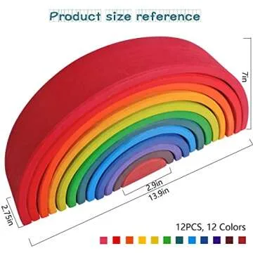 SHIERDU Wooden Rainbow Stacking Toy, 12-Piece Wooden Building Block Set, Wooden Building Block Nesting Puzzle, Early Childhood Matching Education and Learning Montessori Toys 3 4 5 6 Years Old