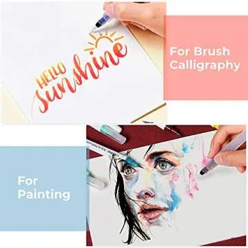 Water Color Brush Pen Set: Ohuhu Set of 6 Watercolor Paint Brushes for Water Soluble Colored Pencil Watercolor Water-Base Markers Powdered Pigment Watercolor Paints Ideal for Adults Teens Artists