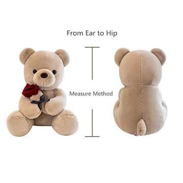 SHAFISH Cute Plush Teddy Bear Stuffed Animal Teddy Bear with Rose Plush Doll Toy Gift for Girlfriend, Valentines Day Gift, Party Decoration(White,23cm/9in)