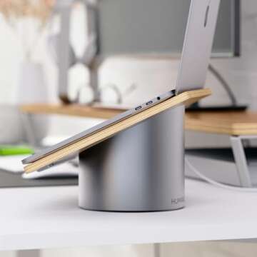 HumanCentric Portable Electronic Device Stand - Black Walnut Wood Laptop Stand, Ergonomic Computer Stand for Laptop, Compatible with MacBook Stand up to 16 inches