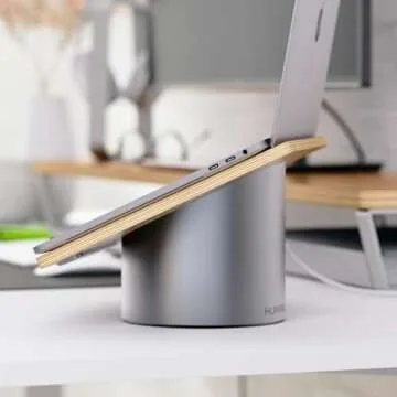 HumanCentric Portable Electronic Device Stand - Black Walnut Wood Laptop Stand, Ergonomic Computer Stand for Laptop, Compatible with MacBook Stand up to 16 inches