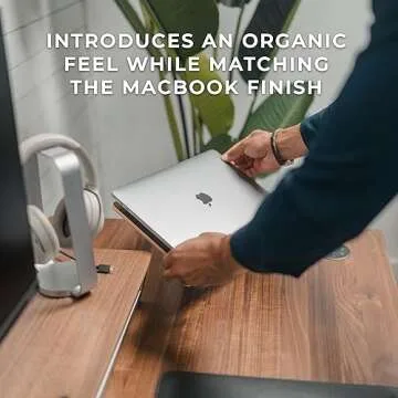 HumanCentric Portable Electronic Device Stand - Black Walnut Wood Laptop Stand, Ergonomic Computer Stand for Laptop, Compatible with MacBook Stand up to 16 inches