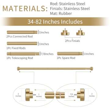 YNL Adjustable Shower Curtain Rod - No Drilling Needed