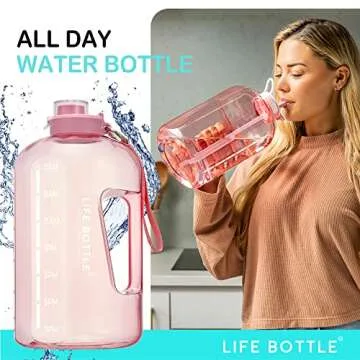 Life Bottle 1 Gallon Water Bottle with Straw Lid and Chug Lid