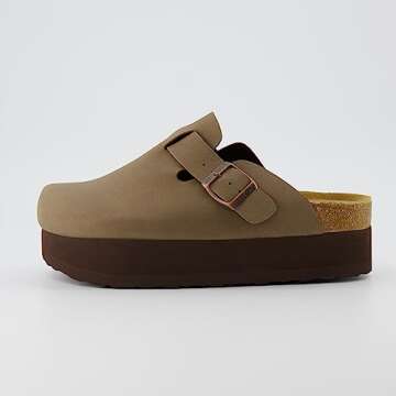 CUSHIONAIRE Women's Loom Cork Footbed Platform Clog – Comfortable Vegan Leather, Arch Support, All...