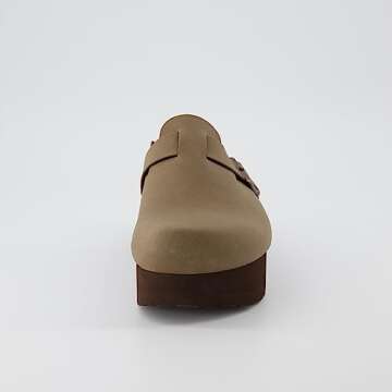 CUSHIONAIRE Women's Loom Cork Footbed Platform Clog – Comfortable Vegan Leather, Arch Support, All-Day Comfort, Wide Widths Available