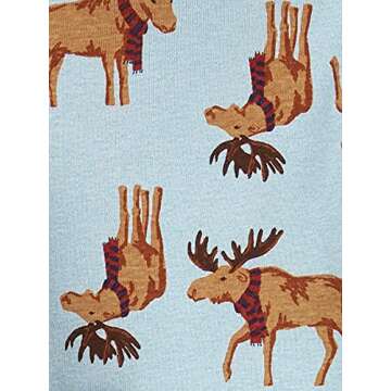 Simple Joys by Carter's Baby 3-Piece Snug-fit Cotton Holiday Pajama Set, Burgundy Stripe/Light Blue Moose, 2T