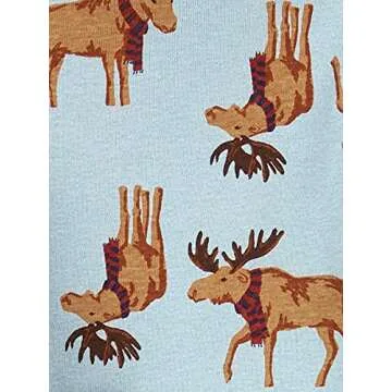 Simple Joys by Carter's Baby 3-Piece Snug-fit Cotton Holiday Pajama Set, Burgundy Stripe/Light Blue Moose, 2T