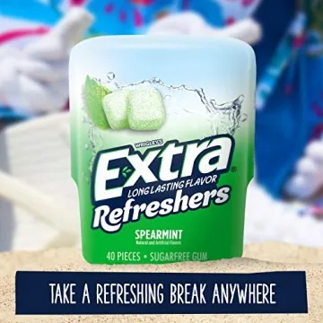 EXTRA Refreshers Spearmint Gum - Sugar-Free Freshness - Pack of 4
