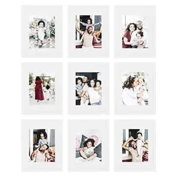 Sheffield Home 9 Piece Gallery Wall Frame Set - 11x14, Matted to 8x10, White