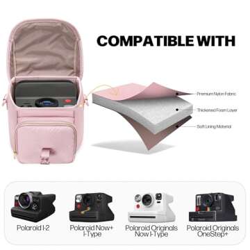 Prokva Camera Sling Bag Compatible with Polaroid Now 2nd Generation I-Type, Now+ 2nd Gen I-Type, Now, Now+, OneStep Instant Camera, Camera Crossbody Bag with Adjustable Strap, Pink(Empty Bag)