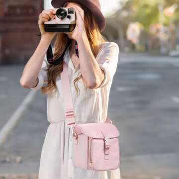 Prokva Camera Sling Bag Compatible with Polaroid Now 2nd Generation I-Type, Now+ 2nd Gen I-Type, Now, Now+, OneStep Instant Camera, Camera Crossbody Bag with Adjustable Strap, Pink(Empty Bag)
