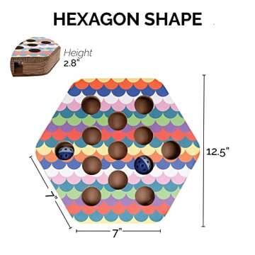 Furhaven Scratching Pad Ball Track Cat Toy w/ Catnip for Indoor Cats - Hexagonal Busy Box Scratcher - Rainbow Scales, One Size