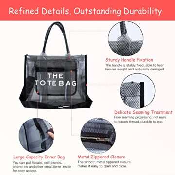 LMKIDS Plastic Travel Tote Bag Women Shoulder Handbag Crossbody Bag The Tote Bag for Beach (Black)