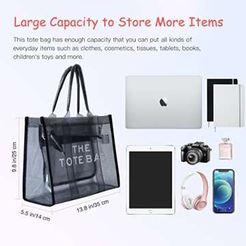 LMKIDS Plastic Travel Tote Bag Women Shoulder Handbag Crossbody Bag The Tote Bag for Beach (Black)