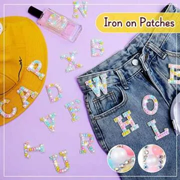 Canlierr 52 Pcs Rhinestone Letter Patches for DIY