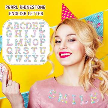 Canlierr 52 Pcs Rhinestone Letter Patches for DIY