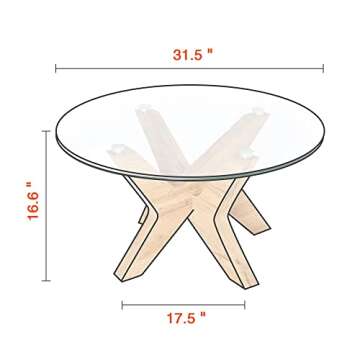 ivinta Round Glass Coffee Table for Modern Homes