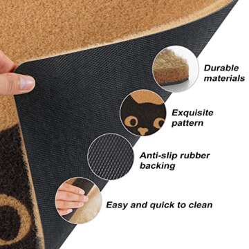 Cute Cat Welcome Mat, Non-Slip Durable Door Mat