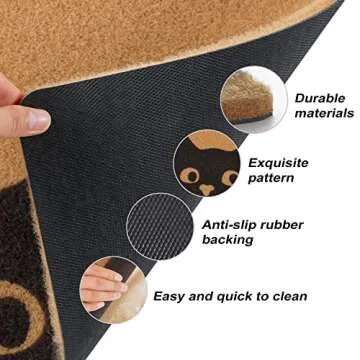Cute Cat Welcome Mat, Non-Slip Durable Door Mat