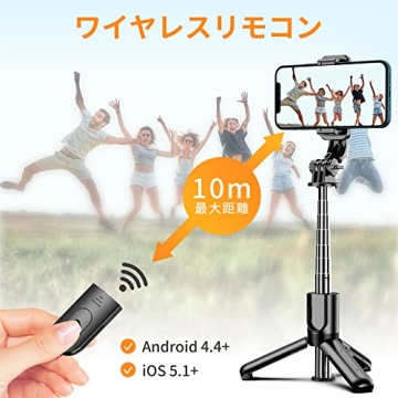 Portable Selfie Stick Tripod with Wireless Remote, 3 in 1 Extendable Selfie Stick Phone Holder for iPhone 13/12/12 Pro/12 Pro Max/11/11 Pro/X/XR/XS/8/7/6S,Android Samsung Smartphone