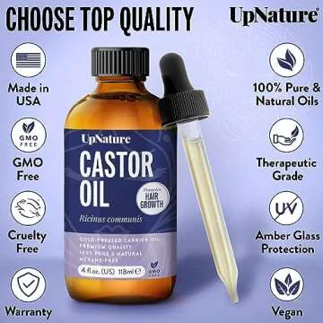 UpNature Castor Oil 4oz Pure Hair and Skin Care Solution