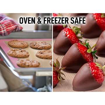 Zulay Kitchen (2 Pack) Silicone Baking Mat Sheet Set - Reusable Baking Mat Nonstick - Half Sheet Baking Mat For Oven - 16.5" x 11.6" (Pink)