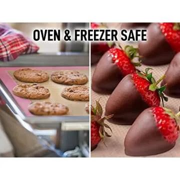 Zulay Kitchen (2 Pack) Silicone Baking Mat Sheet Set - Reusable Baking Mat Nonstick - Half Sheet Baking Mat For Oven - 16.5" x 11.6" (Pink)