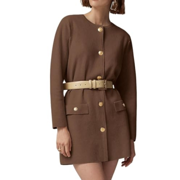 Women's Cardigan Mini Dress Long Sleeve Button Down Elegant Short Dress Relaxed Fit Knit Sweaters Dr...