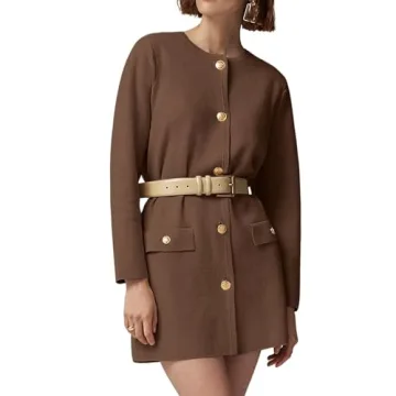 Women's Cardigan Mini Dress Long Sleeve Button Down Elegant Short Dress Relaxed Fit Knit Sweaters Dr...