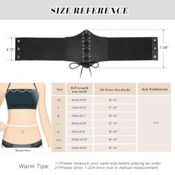 JASGOOD Women’s Elastic Costume Waist Belt Lace-up Tied Waspie Corset Belts for Women, Black,Fits Waist 27-30 Inches