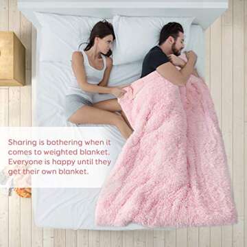Uttermara Faux Fur Weighted Blanket 20lbs, Super Soft Plush Fleece and Cozy Sherpa Reverse, Decorative Long Fur Throw Blankets 60"x80" Baby Pink